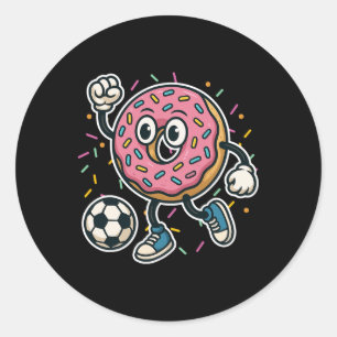 Funny Donut Playing Soccer Food Sports Donut Boys  Classic Round Sticker