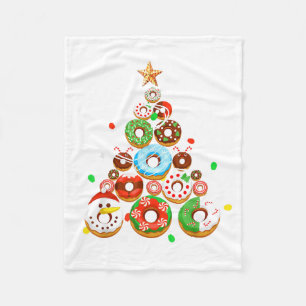 Funny Donuts Christmas Tree Lights Xmas Pjs Boys K Fleece Blanket