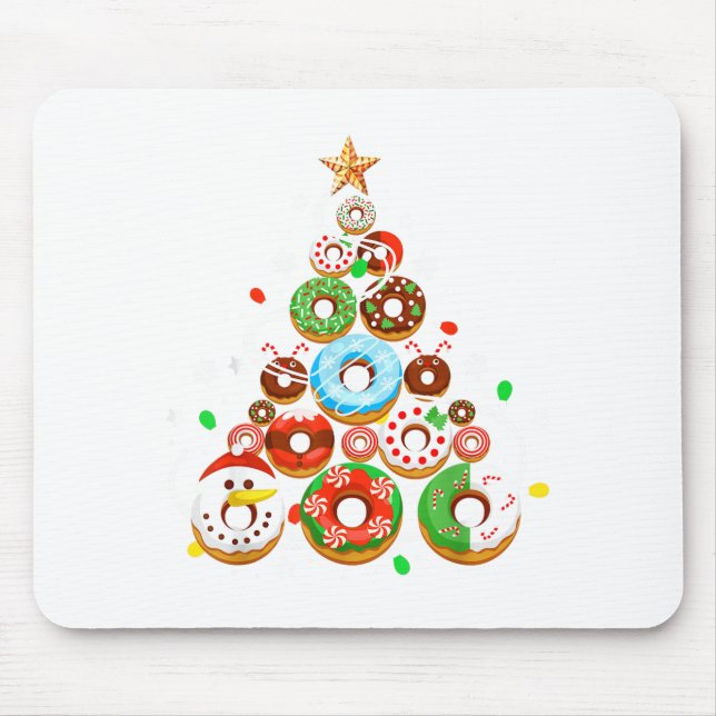 Funny Donuts Christmas Tree Lights Xmas Pjs Boys K Mouse Pad (Front)