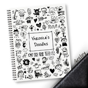 Funny Doodle Art Custom Name Artist Sketchbook Notebook