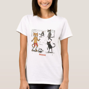 Funny doodle cats playing soccerT-Shirt T-Shirt