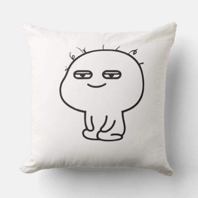 Funny Doodle Character Throw Pillow - Cute Minimal (Front)