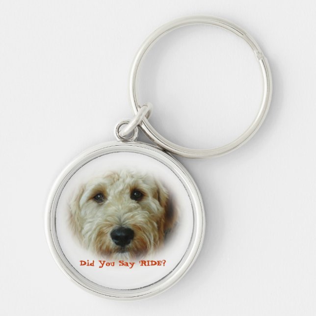 Funny Doodle Dog Car Ride Key Ring (Front)