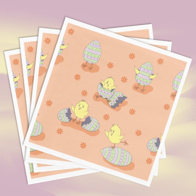 Funny Doodle Easter Chicks Paper Napkins (Funny Doodle Easter Chicks Paper Napkins .)