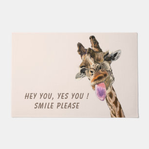 Funny Doormat Playful Giraffe Smile - Custom Text