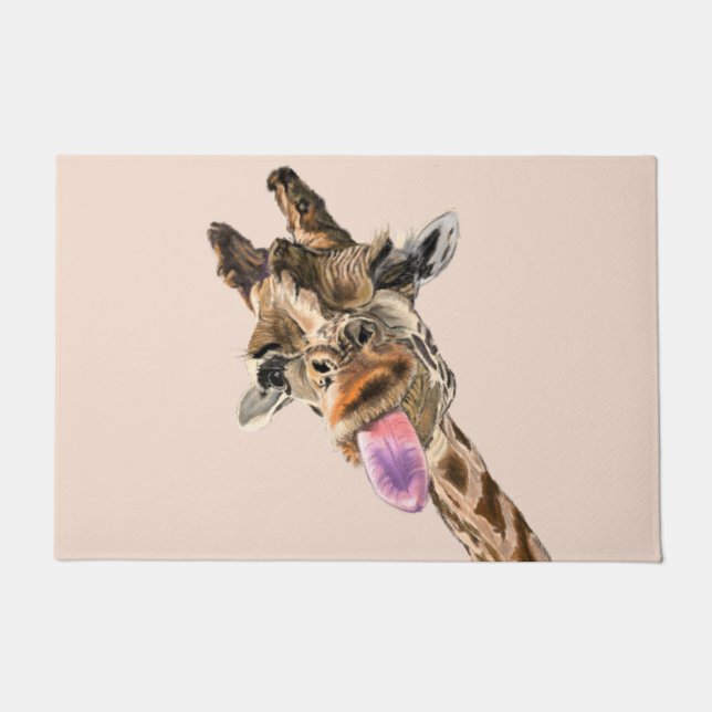 Funny Doormat with Playful Giraffe - Customisable (Front)