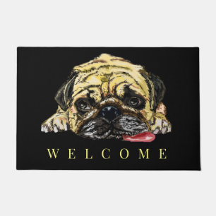 Funny Doormat with Pug Dog - Welcome