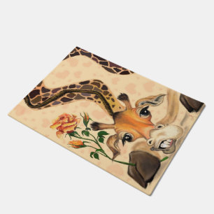 Funny Doormat withy Romantic Giraffe Gentleman