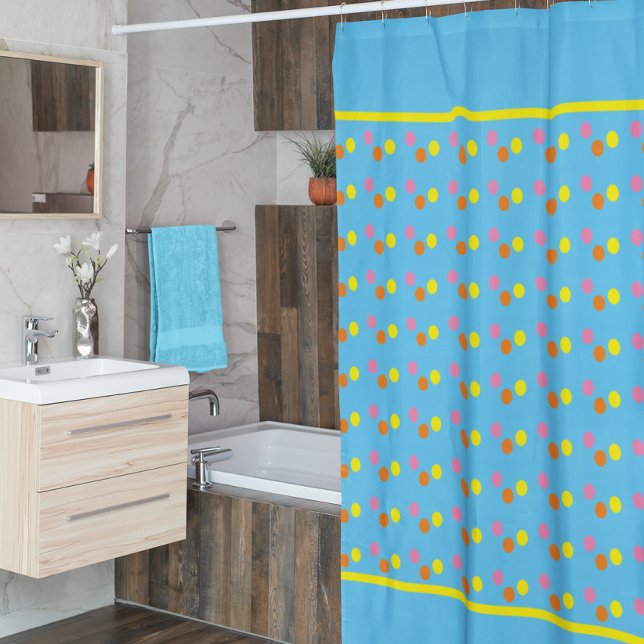 Funny Dots on Blue  Shower Curtain (Creator Uploaded)