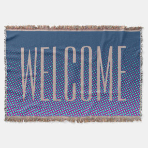 Funny Dots Pattern blue pink + your text Throw Blanket