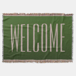 Funny Dots Pattern dark green + your text Throw Blanket