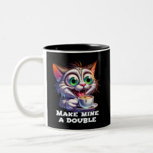 Funny Double Espresso Cat Two-Tone Coffee Mug
