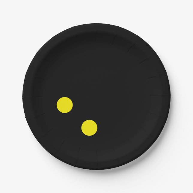 Funny double yellow dot squash ball party plates  (Front)