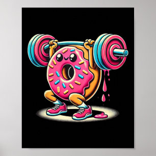 Funny Doughnut Bodybuilding Weightlifting Food Gym Poster