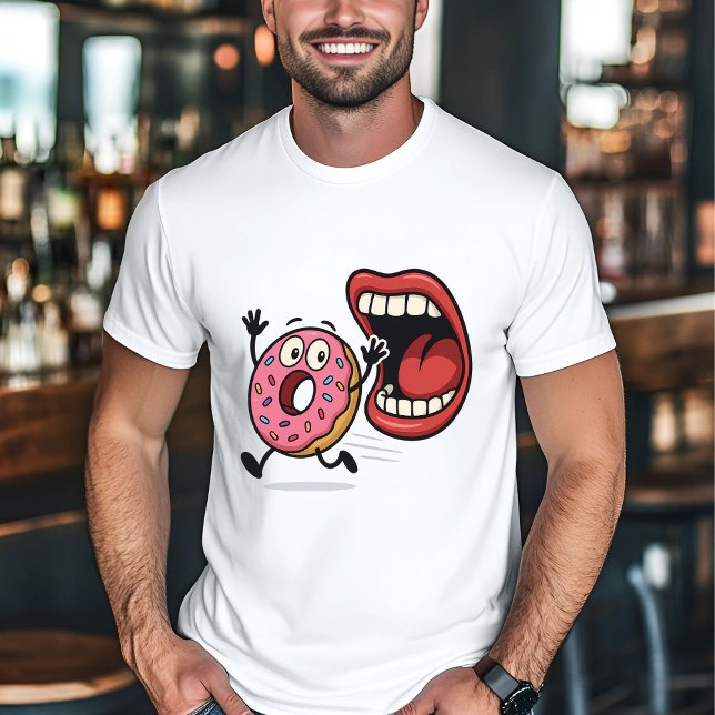 Funny Doughnut Cartoon Running from Mouth T-Shirt (Creator Uploaded)