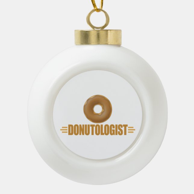 Funny Doughnut Ceramic Ball Christmas Ornament (Front)
