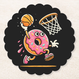 Funny Doughnut Dunking Basketball Food Champ Sport Paper Coaster
