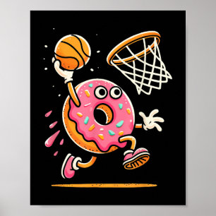 Funny Doughnut Dunking Basketball Food Champ Sport Poster