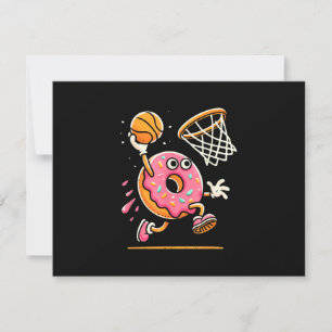 Funny Doughnut Dunking Basketball Food Champ Sport RSVP Card