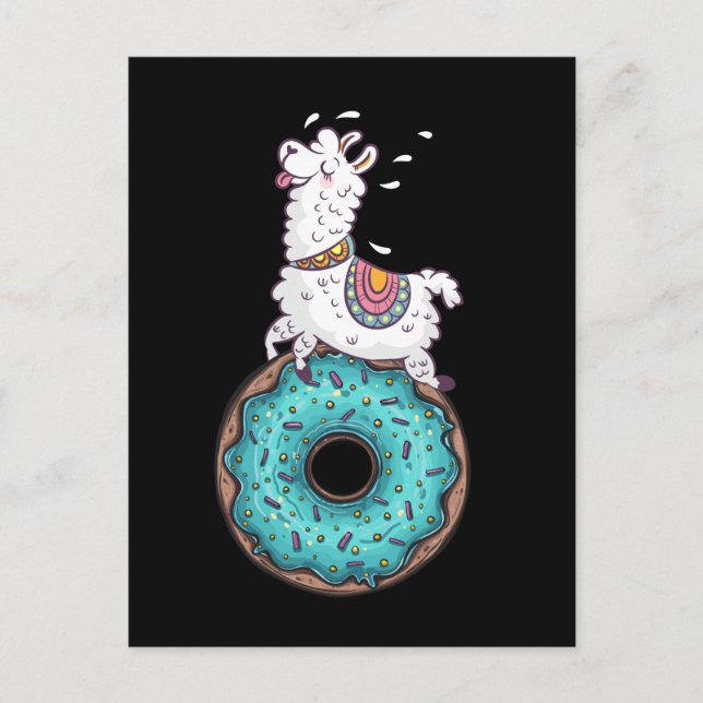 Funny Doughnut Llama Alpaca Doughnut Postcard (Front)
