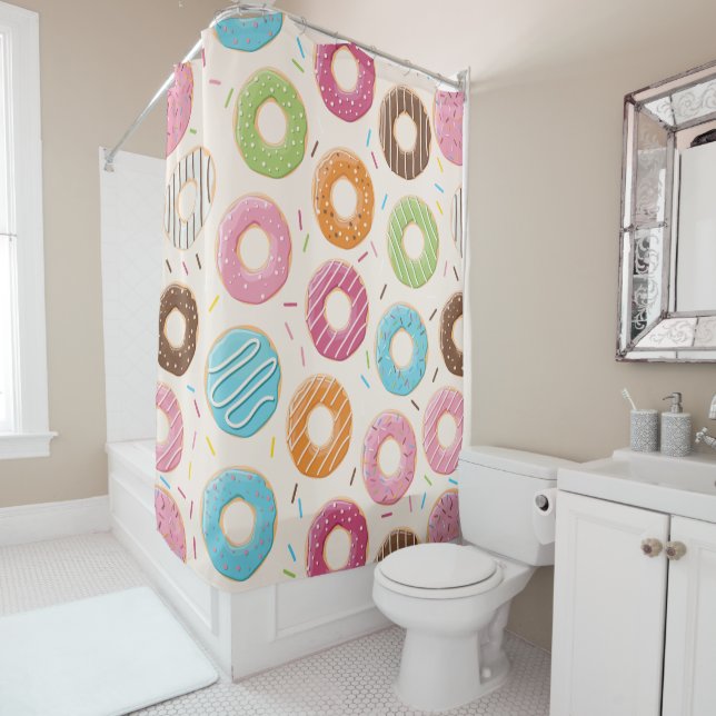Funny Doughnut Shower Curtain (In Situ)