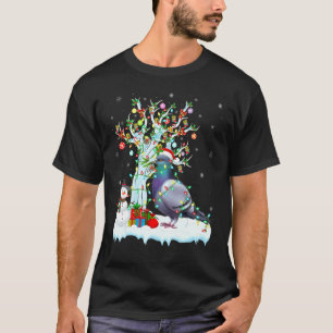 Funny Dove Bird Xmas Tree Lighting Santa Hat Dove  T-Shirt