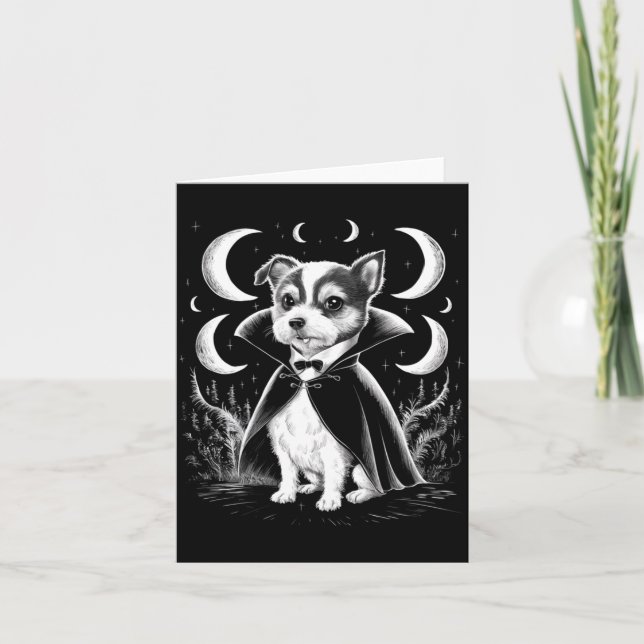 Funny Dracula Terrier Puppy Vampire - Spooky Card (Front)