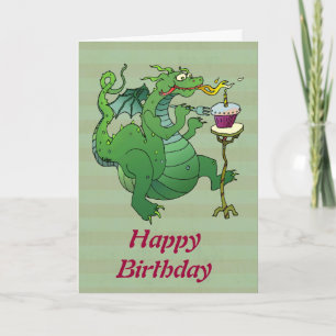 Funny Dragon Blowing Birthday Candles Card
