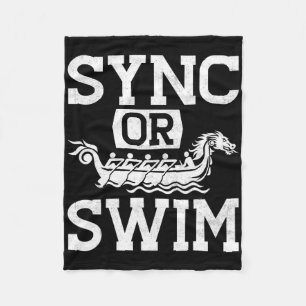 Funny Dragon Boat Racing Paddle Sync Or Swim  Fleece Blanket