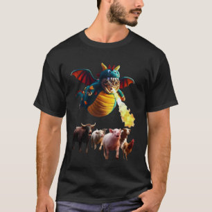 Funny Dragon Cat Meme Fire Breathing Farm Cat Cost T-Shirt