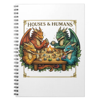 Funny Dragon Houses and Humans Fantasy Art Notebook