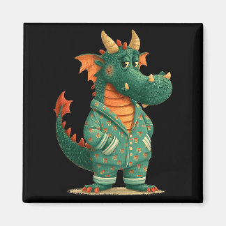 Funny dragon in sleepwear for dragons and pajamas magnet