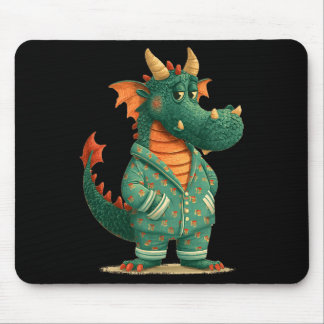 Funny dragon in sleepwear for dragons and pajamas mouse pad