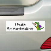 Funny Dragon Roasting Marshmallows Cartoon Bumper Sticker (On Car)