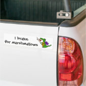 Funny Dragon Roasting Marshmallows Cartoon Bumper Sticker (On Truck)