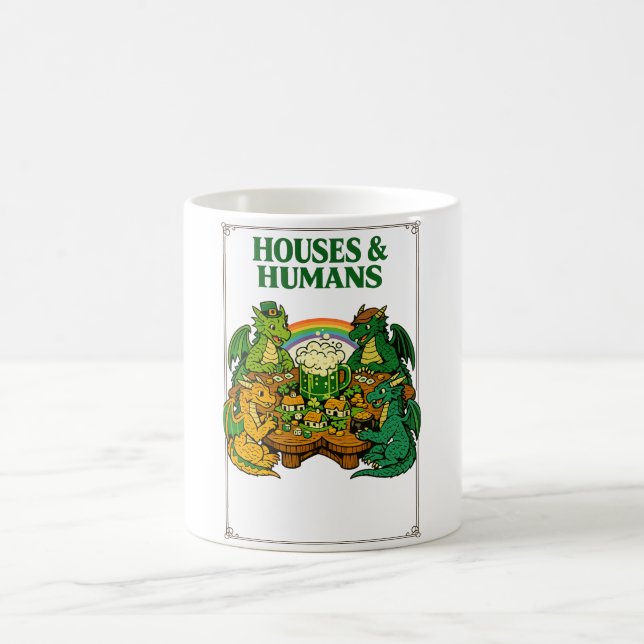 Funny Dragon St Patrick’s Day Beer Fantasy Art Coffee Mug (Center)