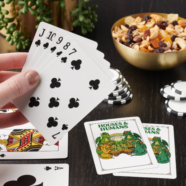 Funny Dragon St Patrick’s Day Beer Fantasy Art Playing Cards (In Situ)