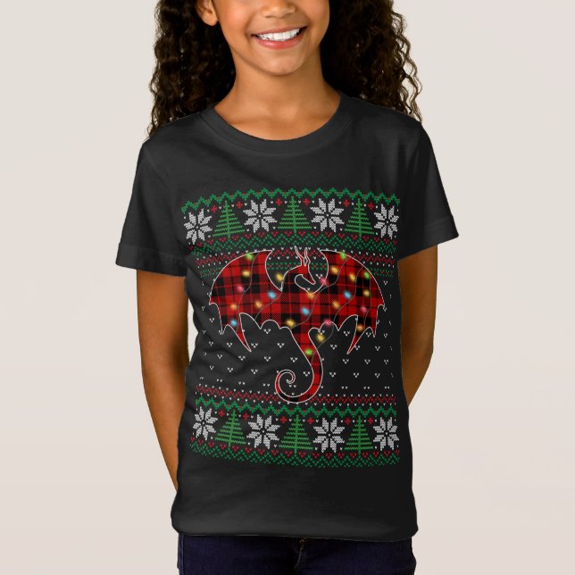 Funny Dragon Ugly Sweater Christmas Lights Dragon  (Front)
