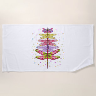Funny Dragonfly Christmas Tree Beach Towel