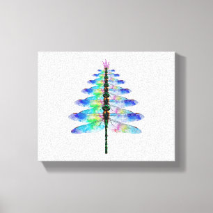 Funny Dragonfly Christmas Tree Canvas Print