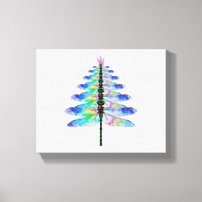 Funny Dragonfly Christmas Tree Canvas Print (Front)