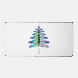 Funny Dragonfly Christmas Tree Desk Mat