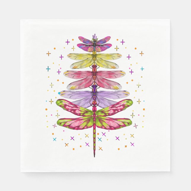 Funny Dragonfly Christmas Tree  Napkin (Front)