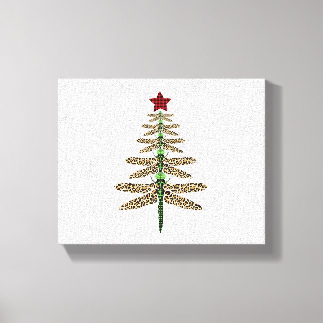 Funny Dragonfly christmas tree ornaments leopard Canvas Print (Front)