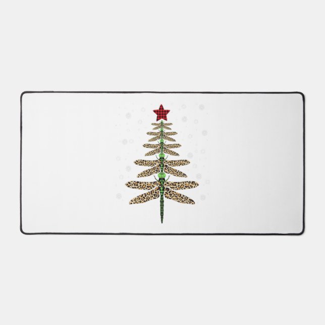 Funny Dragonfly christmas tree ornaments leopard Desk Mat (Front)