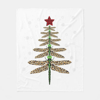 Funny Dragonfly christmas tree ornaments leopard Fleece Blanket
