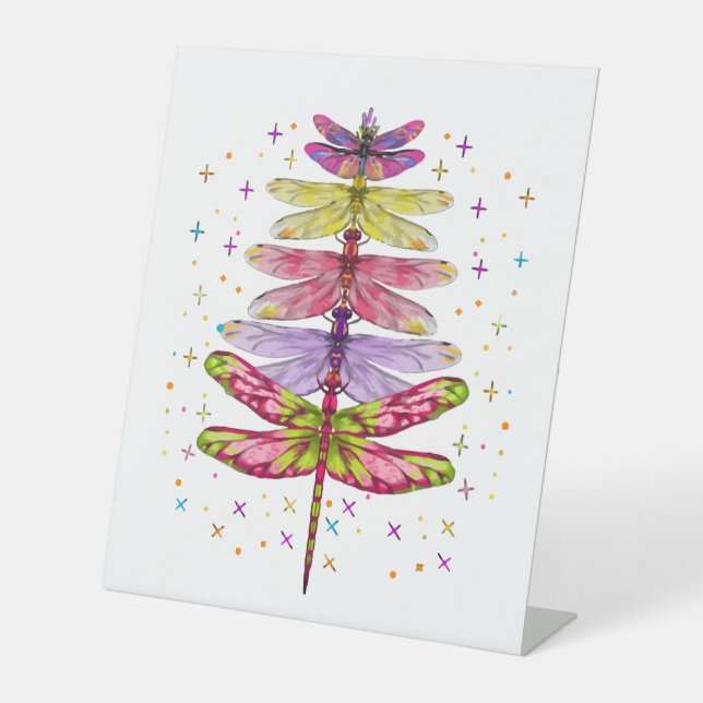 Funny Dragonfly Christmas Tree  Pedestal Sign (Front)