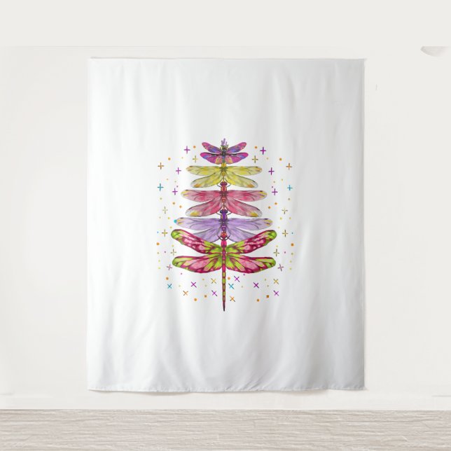 Funny Dragonfly Christmas Tree  Tapestry (Front)