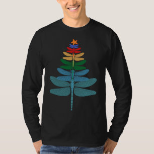 Funny Dragonfly Christmas Tree Xmas Watercolor Gif T-Shirt