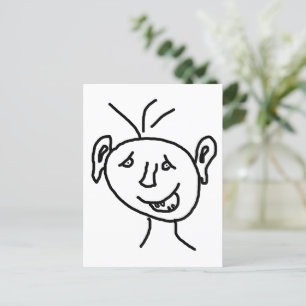 Funny drawing face postcard